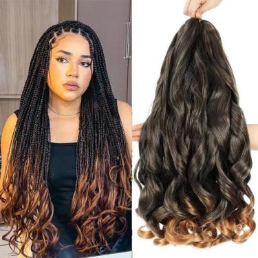 Imagem de Braiding Hair WIPPORYA Ombre French Curl 24 polegadas, 6 pacotes