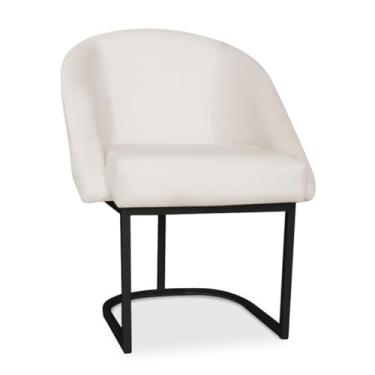 Imagem de Poltrona Decorativa Lua Veludo Base Metal Preto - Design Moderno e Conforto para Sala, Quarto - JRC Móveis (Bege)