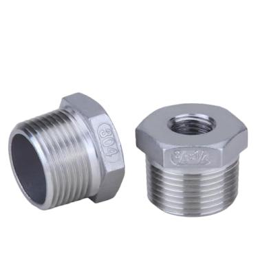 Imagem de CONSTELLAR Encaixe de tubo de aço inoxidável 304 - NPT macho de 3/10.2 cm para NPT fêmea de 0,65 cm, bucha redutora/redutora fêmea, bucha sextavada adaptador (3 peças)