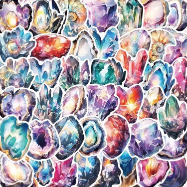 Imagem de Pacote de adesivos: cristal de quartzo, 50 peças de geode de pedras preciosas coloridas