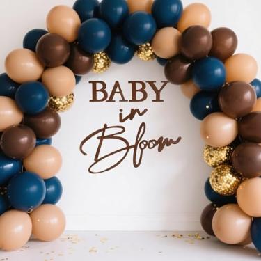 Imagem de TFengfly Placa de fundo Baby in Bloom - Placa de feltro para chá de bebê para meninos e meninas revelação de gênero de bebê faixa de festa de 1º aniversário balão arco decoração de fotografia (marrom