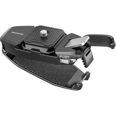 Imagem de AMAZEAR Clipe de mochila de câmera atualizado para DSLR, bolsa de operação com uma mão, clipe de cinto com suporte de placa de liberação rápida para câmera de ação Canon, Nikon, Sony, Fuji Go-Pro, com