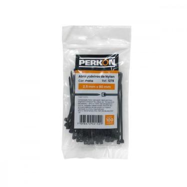 Imagem de Abracadeira Nylon Perkon Preta 25X 80 100 Pecas 1278