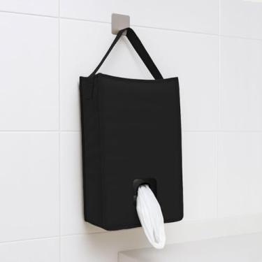 Imagem de Porta Sacola Puxa Saco Dispenser de Pendurar Nylon Impermeável com Alça Preto