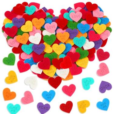 Imagem de SEPGLITTER Corações de feltro de dia dos namorados, 300 peças de feltro para conversas, formas de coração, confetes decorativos para artesanato do dia dos namorados, enfeites de casamento
