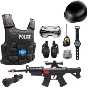 Imagem de Brinquedo Kit Policial Colete com Rifle e Acessorios - Preto
