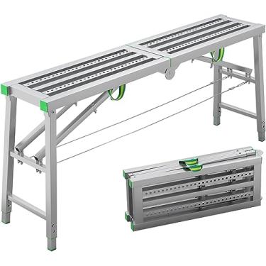 Imagem de Plataforma de andaime Stepladders portátil dobrável para andaimes, banco de escada de engenharia doméstica com pedais de escalada e ajuste de altura de 5 velocidades, para pintura de limpeza de teto