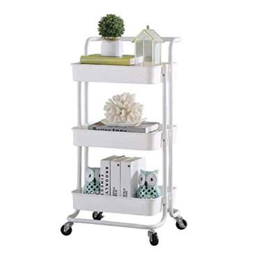 Imagem de LMJYU Carrinho de rodinhas multiuso de 3 camadas, carrinho de armazenamento com rodas de bloqueio, para cozinha, banheiro, armazenamento de quarto