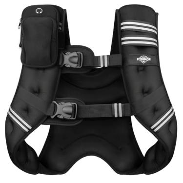 Imagem de FITSENOR Colete pesado, coletes de peso de 13,6 kg com listras refletivas, colete feminino preto com peso ajustável, mochila para corrida, treinamento, caminhada, itens essenciais de academia