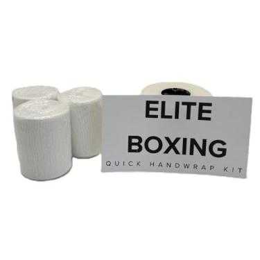 Imagem de Kit de envoltório rápido Elite Boxing para boxe, MMA, Kickboxing, fita de algodão branco e gaze, 5 peças