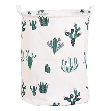 Imagem de Cestas de roupa suja de algodão e linho cesta dobrável redonda impermeável balde de armazenamento roupas de armazenamento doméstico de grande capacidade (cor: F) (F)