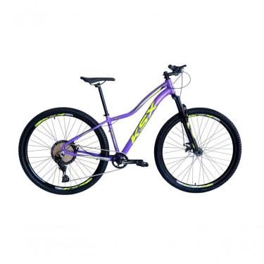 Imagem de Bicicleta Aro 29 Ksx Sd7 Feminina 12v Garfo Com Trava K7 11/50 Freios Hidráulicos Kit 1x12 - Lilas/amarelo Tam. 15