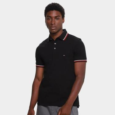 Imagem de Camisa Polo Tommy Hilfiger Masculina, Preto, M