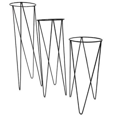 Imagem de Kit 3 Suportes para Plantas Tripé de Ferro Preto - Alpe & Aritana