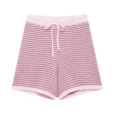 Imagem de KUCLUT-Shorts de malha de cintura alta para mulheres, terno fashion co