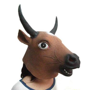 Imagem de Fantasia de festa de Halloween, máscara de cabeça de vaca, capuz suspe