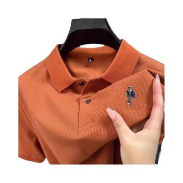 Imagem de Camisa Polo Masculina De Verão 100% Algodão Manga Curta Com Bordado De