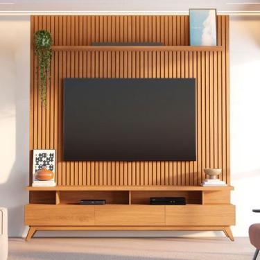 Imagem de Rack com Painel Ripado para Tv até 72 Polegadas 185x250cm 100% Mdf Yuc
