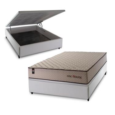 Imagem de Cama Box Baú San Diego 138x188 Bege Espuma D33 King House