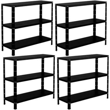 Imagem de 4 Estante Para Livros Sala Loja Quarto Estoque Almoxarifado Escritório