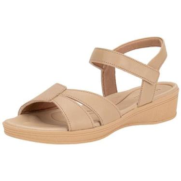 Imagem de Sandália feminina anabela usaflex ud04011, Bege, 37