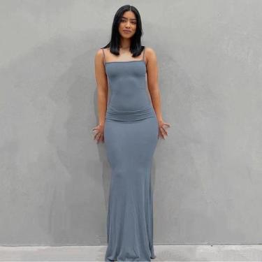Imagem de Vestido Maxi De Cetim Sem Mangas E Costas Descobertas Para Mulheres, E