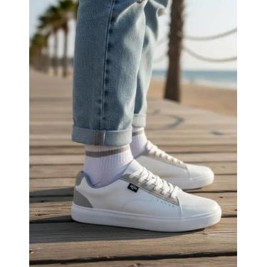 Imagem de Tênis Casual Ortopédico Masculino BRsport Conforto e Estilo, Branco, 3