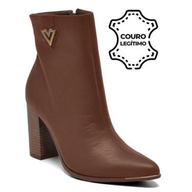 Imagem de Bota de Couro e Cano Curto Feminina Via Marte 230-009-01, Marrom, 37