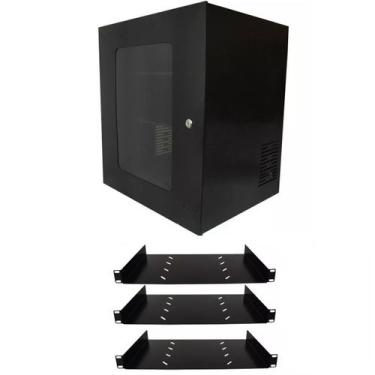 Imagem de Mini Rack 12u Servidor Porta Acrílica Para Cftv Switch Padrão 19 400 M