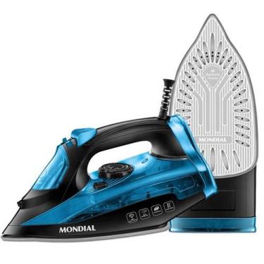 Imagem de Ferro de passar a vapor mondial ultra turbo 2000w  - preto/azul, 110V