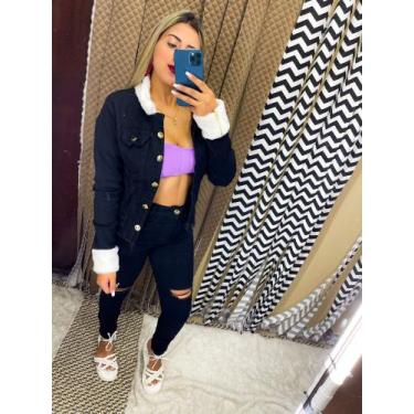 Imagem de jaqueta jeans com pelinho - ns_jeans, Preto, m