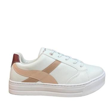 Imagem de Tenis Ramarim Feminino Plataforma Casual 25-93122 Branco, 37, Branco, 