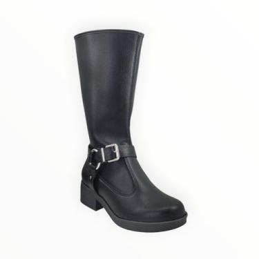 Imagem de Bota Moleca Cano Alto Salto Bloco Feminino Adulto Ref. 5354.202, Preto