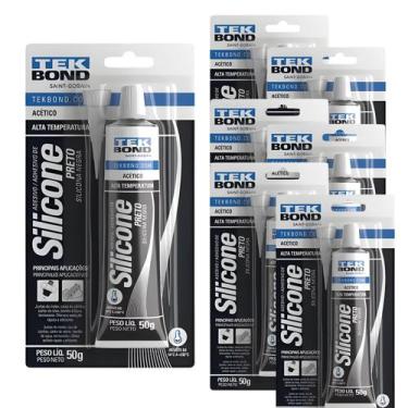 Imagem de 7 Unidades Silicone Acético Preto Alta Temp 50g Tekbond