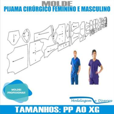 Imagem de Molde Pijama Cirúrgico Feminino E Masculino, Modelagem&Diversos, Taman