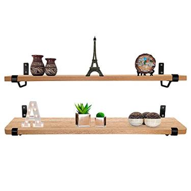 Imagem de Kit Jogo 2 Prateleiras De Parede Zurique Mdf 60cm x 15cm Preta/Jade