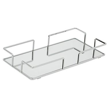 Imagem de Home Details Bandeja espelhada para cômoda, perfume, mesa, organizador de cosméticos e joias, decorativa, cromada