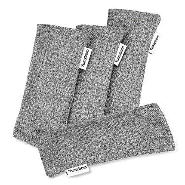 Imagem de Sacos de carvão de bambu ativado natural, pacote com 4, bolsa purificadora de ar doméstico, eliminador de odores de carro, desodorizador de sapatos, absorvente de odores de armários