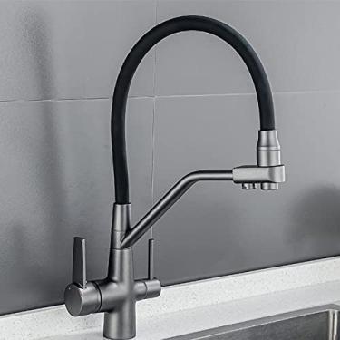 Imagem de Torneiras de cozinha filtradas purificação torneira de cozinha 360 rotativa filtro de água torneira para cozinha três vias torneiras de cozinha torneira, uma arma de cor cinza, China