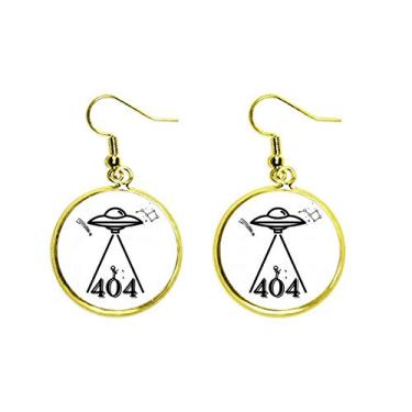 Imagem de Brinco feminino de gota dourada com pingente de orelha Planetary Spacecraft Searching Humans, Metal