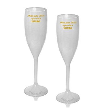 Imagem de Kit 2 Taças Champagne Personalizadas Metas para 2021