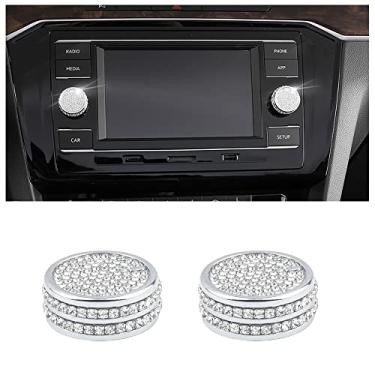 Imagem de PIFOOG Acessórios de carro para VW Bling Volume Knob Capas Decalques Botão de Controle de Áudio Adesivos Decoração para Volkswagen Golf GTI Jetta Tiguan S Atlas Taos 2 peças