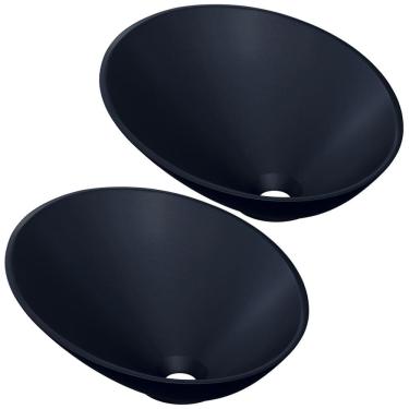 Imagem de Kit 02 Cubas de Apoio Meia Lua Para Banheiro Lavabo C01 BM38W Preto Matte Fosca - Lyam