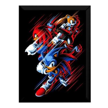 Imagem de Quadro Sonic Knuckles Tails Game Arte Poster Moldurado - Fanarte