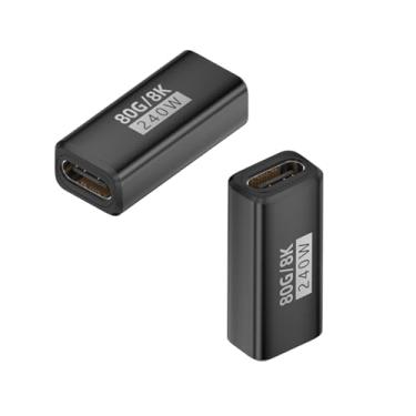 Imagem de QIANRENON Adaptador de dados de carregamento rápido USB4 2.0 Tipo C 80Gbps USB C fêmea para fêmea Acoplador conector de função completa PD240W 48V 5A 8K @60Hz, Al Housing, para Thunderbolt 5 extensão