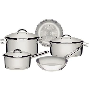 Imagem de Jogo De Panelas 5 Peças Aço Inox Fundo Triplo Solar Tramontina, Prata,