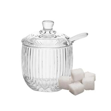 Imagem de Açucareiro de Vidro com Colher, Design Moderno, Tampa com Encaixe, Decorativo para Cozinha