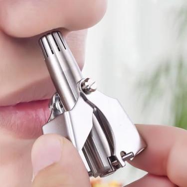 Imagem de Aparador manual de pelos do nariz para homens e mulheres, aparador de pelos de nariz lavável de aço inoxidável, portátil e fácil de usar, prata