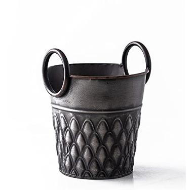 Imagem de Balde de armazenamento de mesa de ferro forjado retrô criativo decoração de sala de estar com alça redonda balde de gelo caixa de armazenamento de ferramentas de cozinha