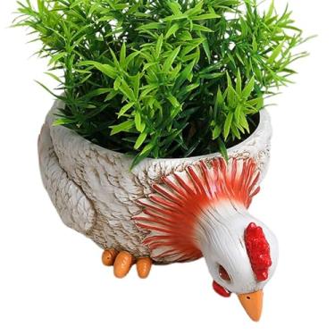 Imagem de Vasos de suculentas de animais - Vaso de flores de galo/pato | Pequeno vaso de suculentas bonito recipiente de plantas internas para escritório em casa, mesa de jardim